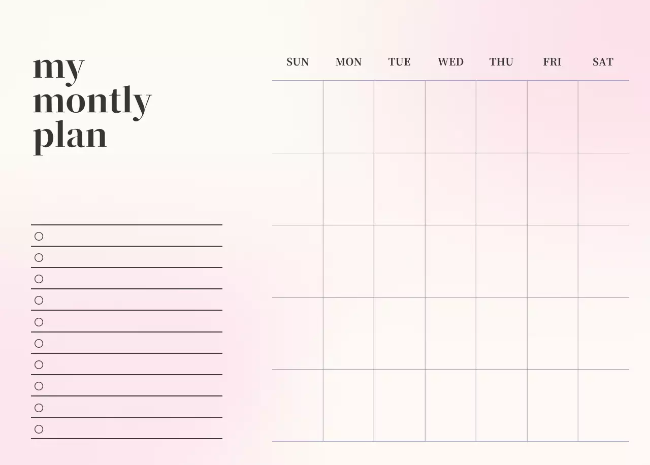 Gradient Minimalist Calendar