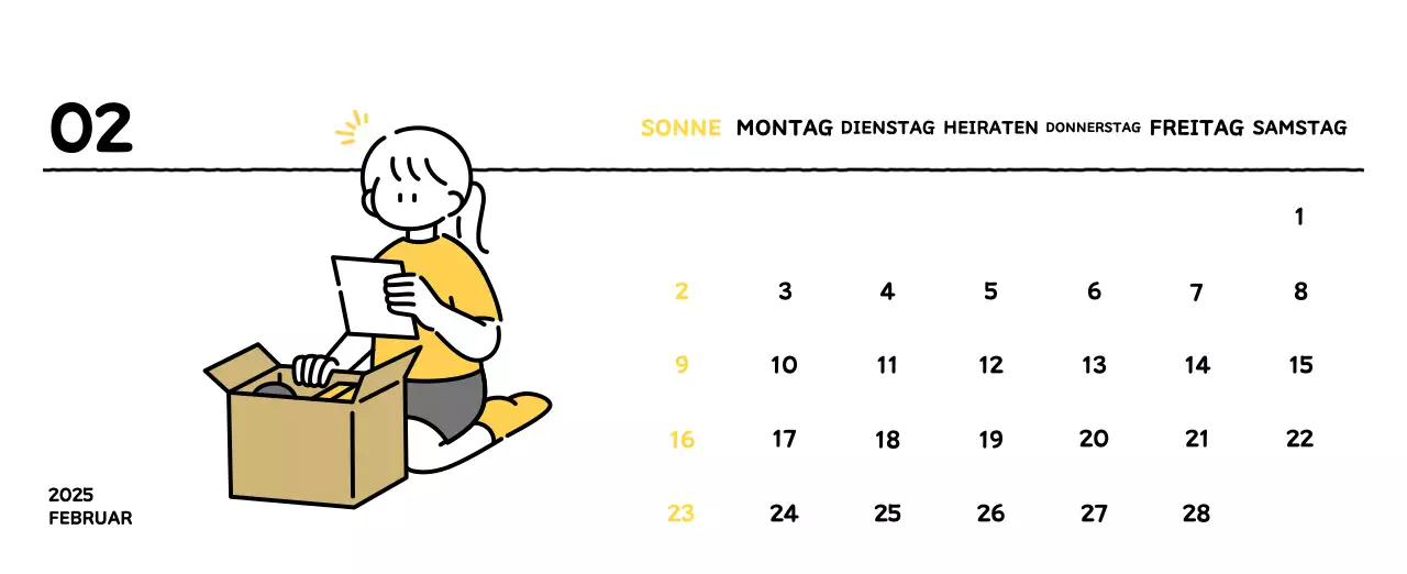 Illustrierter Kalender mit schönem Linienstil