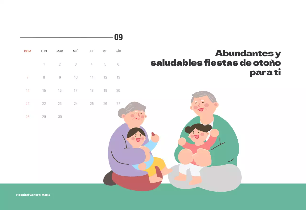 Un hospital festivo con ilustraciones de temática sanitaria y familiar y acentos de color