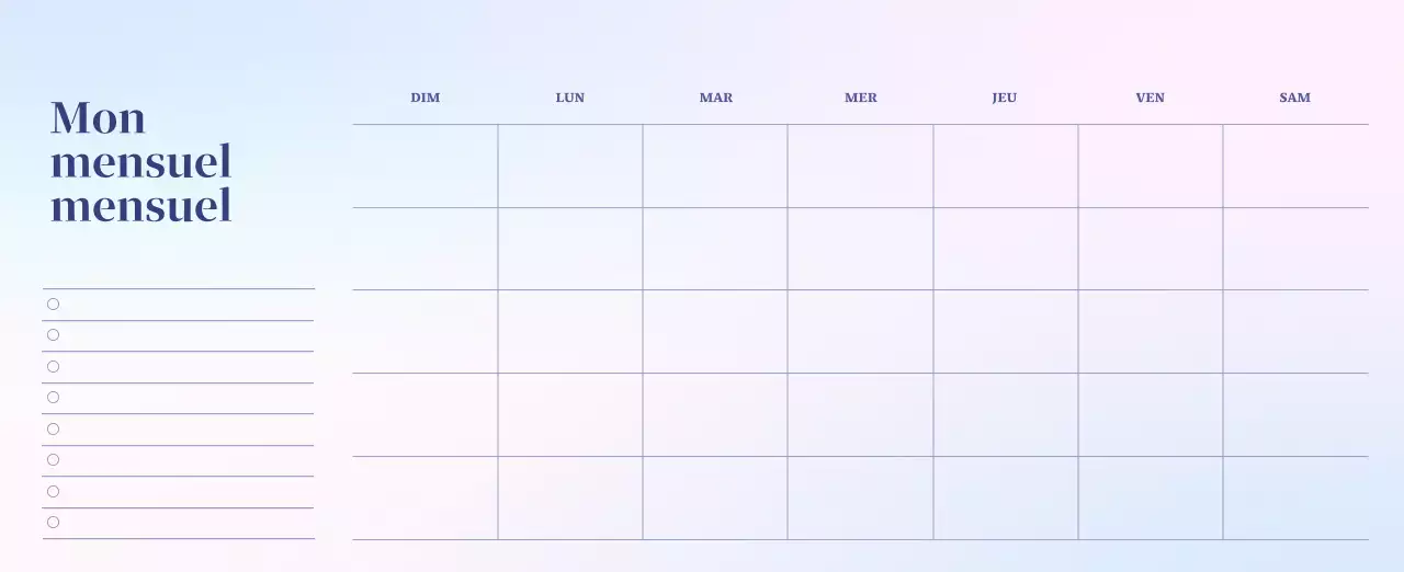 Calendrier minimaliste dégradé