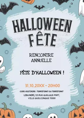 Invitation à la fête d'Halloween bleu noir orange