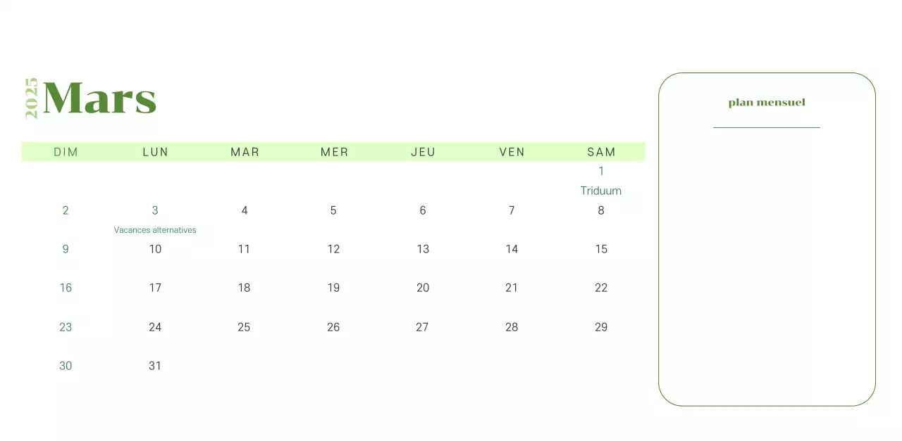 Calendrier avec illustrations de jeunes sur fond jaune-vert