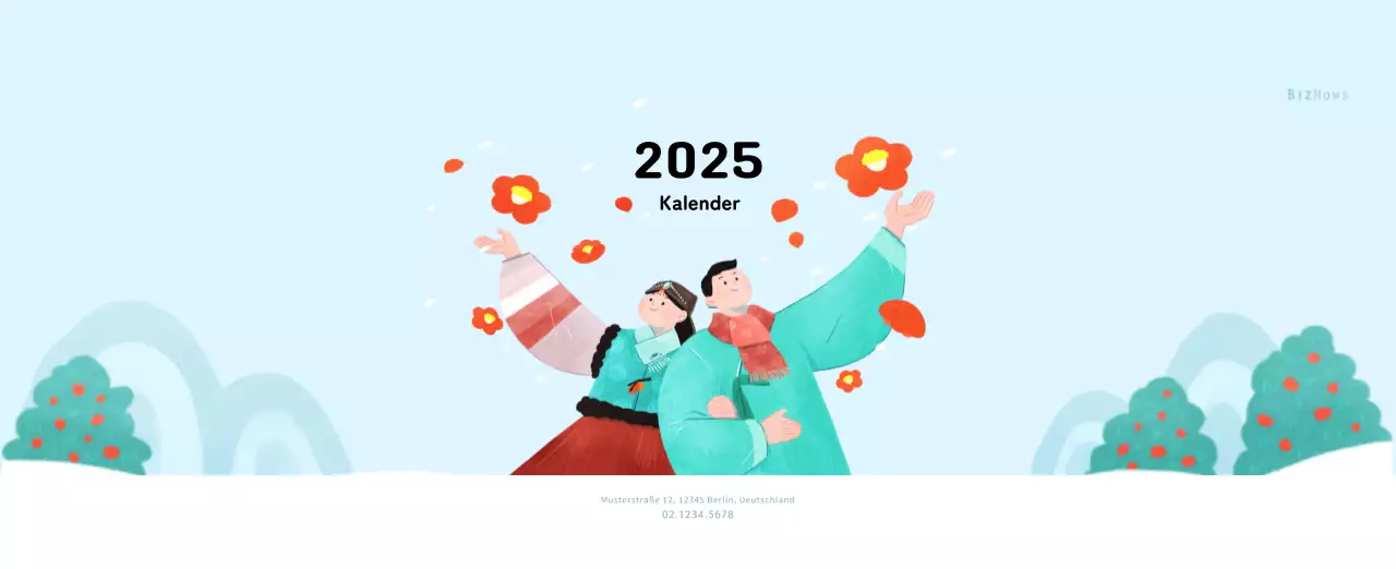 Neujahrskalender mit warmen Illustrationen