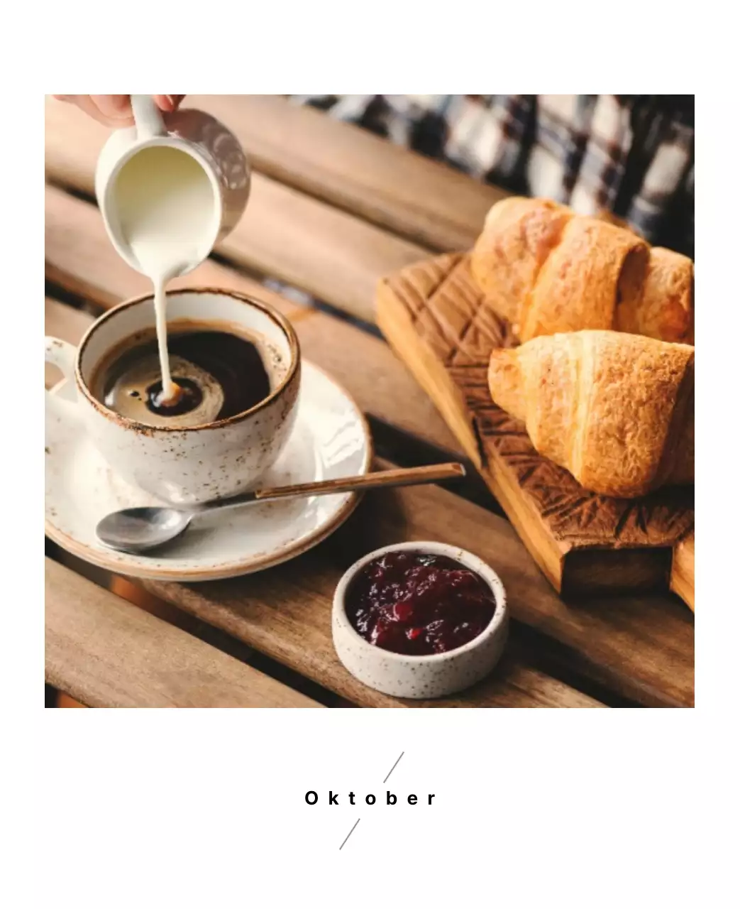 Einfacher Kaffee-Foto-Tischkalender für Cafés in Weißtönen