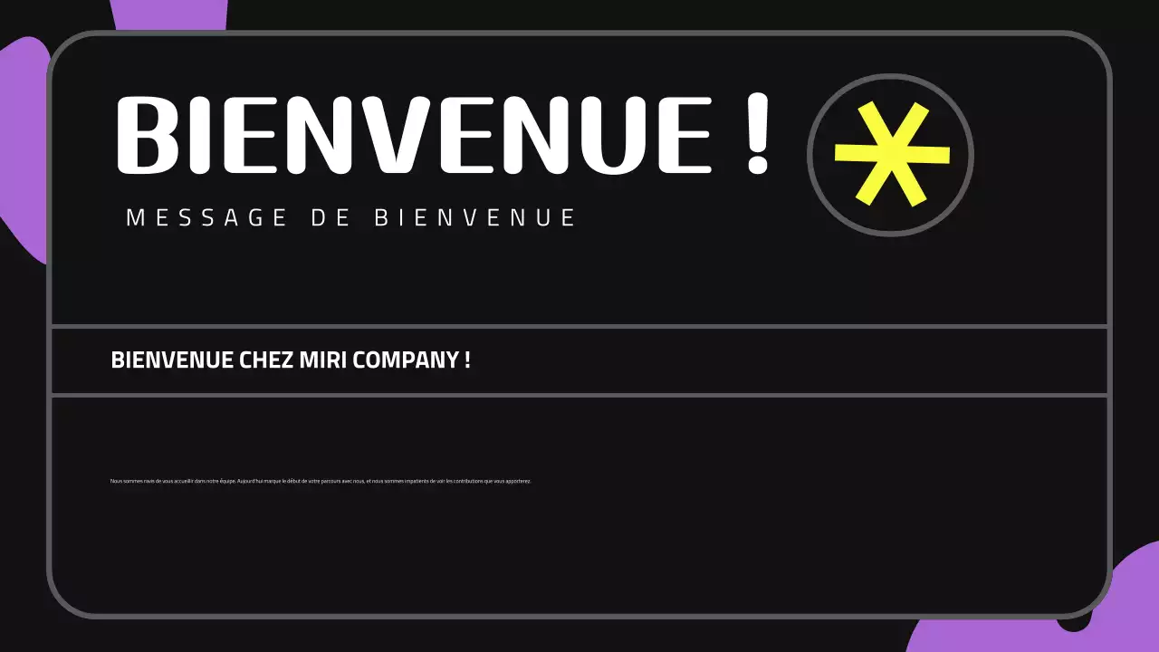 Présentation sur l'intégration des nouveaux employés - noir violet mignon