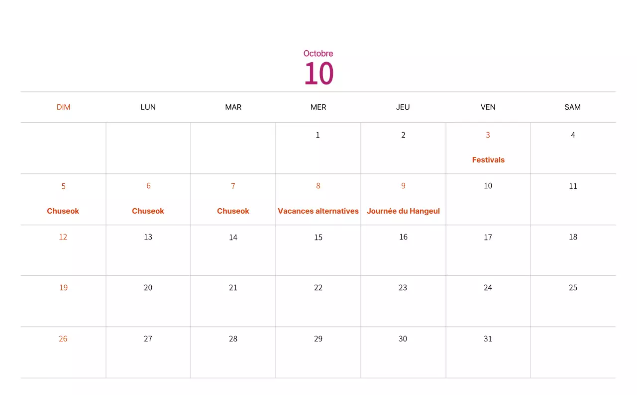 Calendrier du Nouvel An avec illustrations chaleureuses