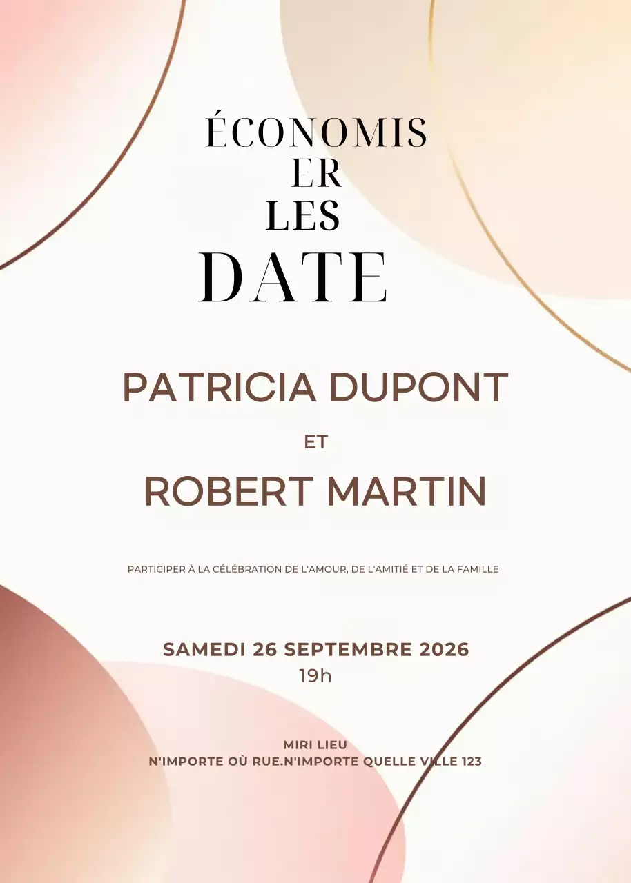 Invitation de mariage beige rose style élégant