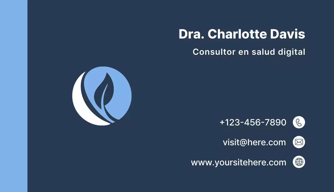 Tarjeta de visita azul marino blanco telesalud estilo minimalista