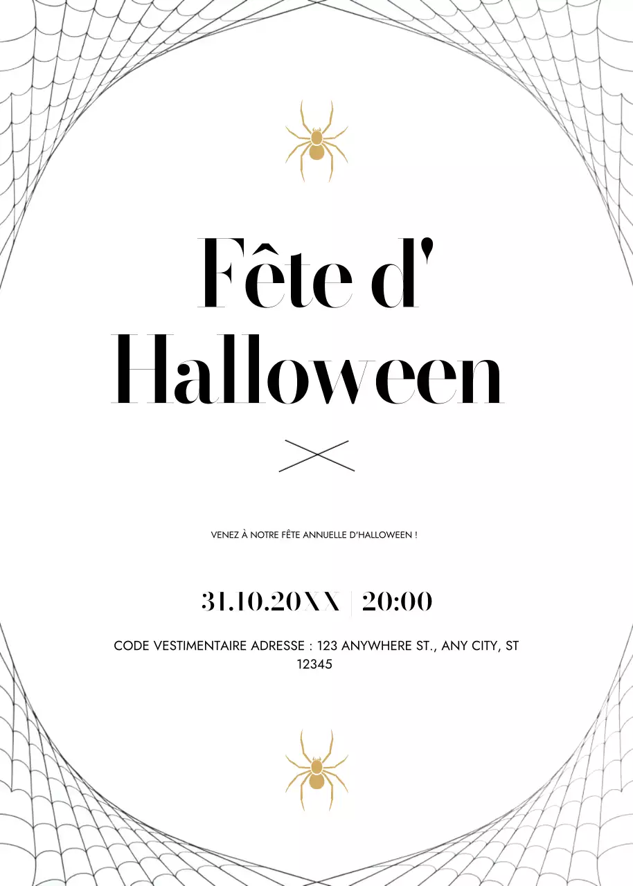invitation minimaliste blanche pour Halloween