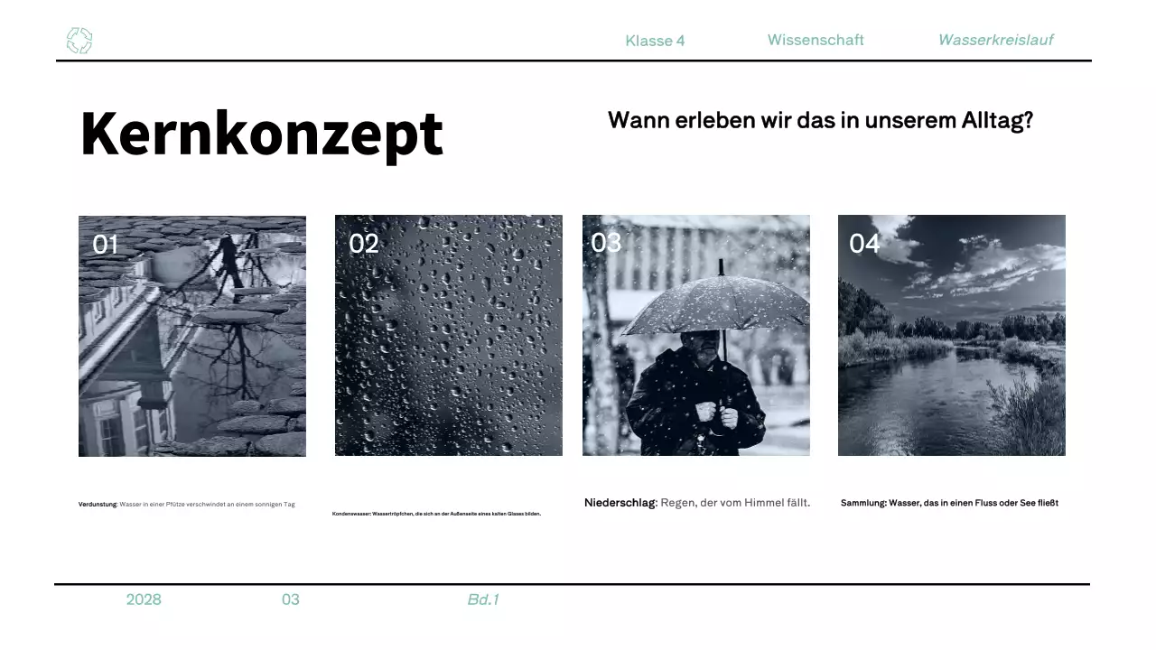 Minimalistisches blaues Unterrichtsmaterial für die 4. Klasse