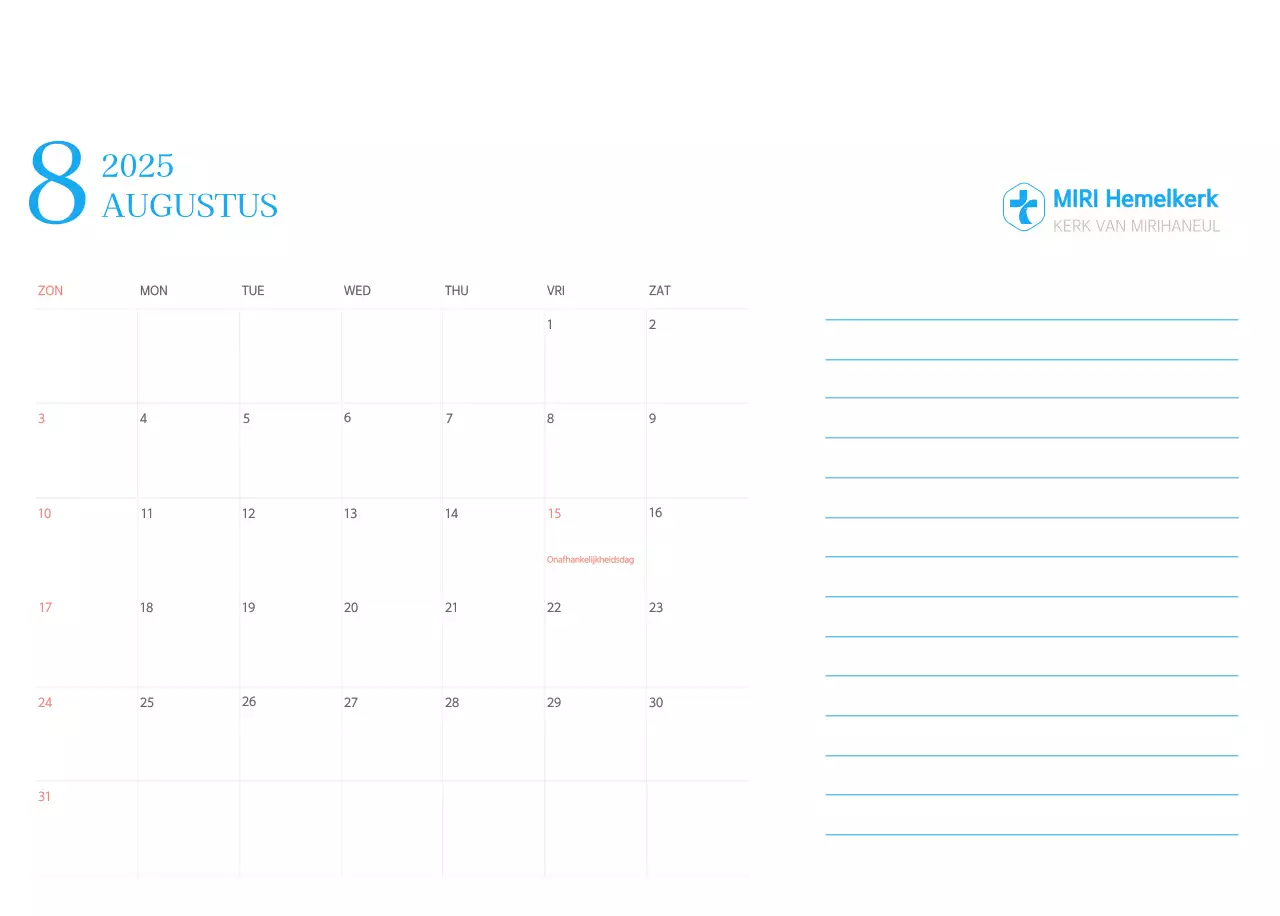 Blauw modern concept kerkkalender