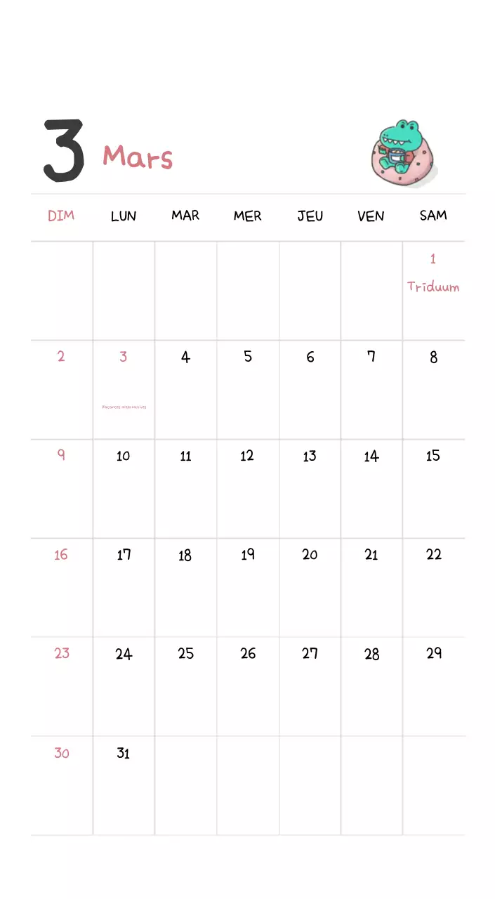 Un calendrier avec un concept d'illustration Ago mignon