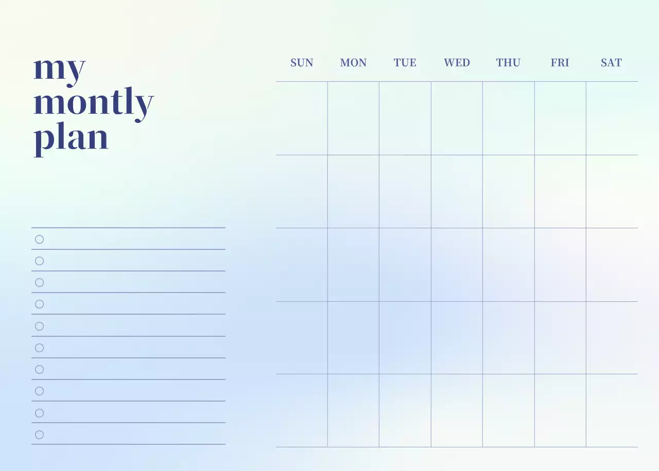 Gradient Minimalist Calendar