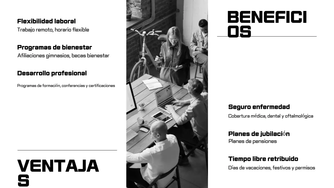 Presentaciones en blanco y negro para la incorporación de empleados