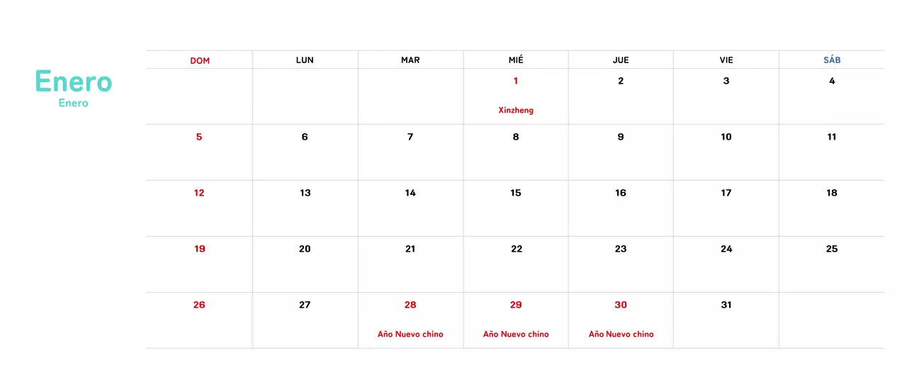 Calendario de Año Nuevo con cálidas ilustraciones