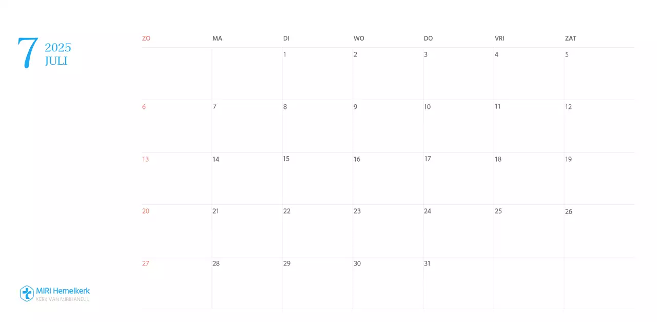 Blauw modern concept kerkkalender