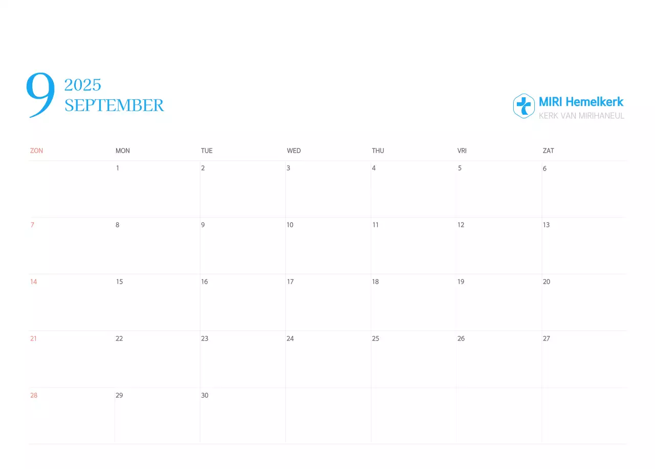 Blauw modern concept kerkkalender