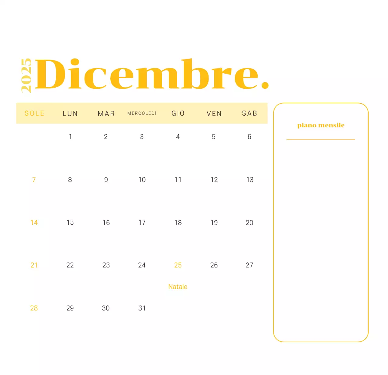Calendario con illustrazioni giovanili su sfondo giallo-verde