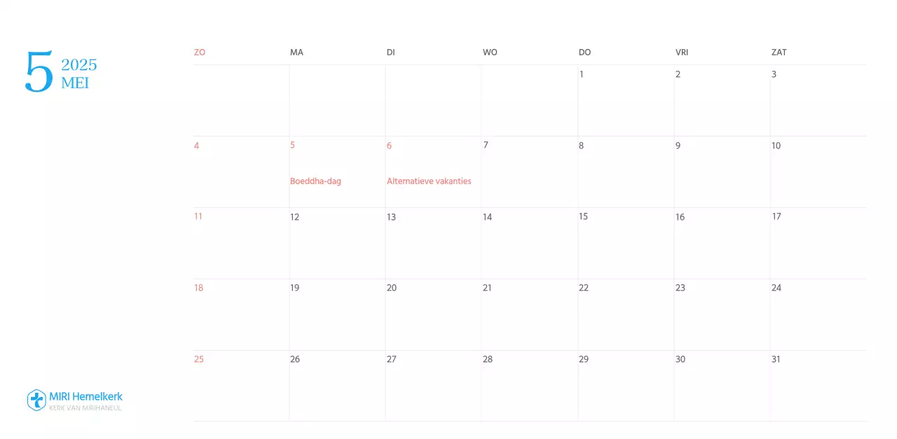 Blauw modern concept kerkkalender