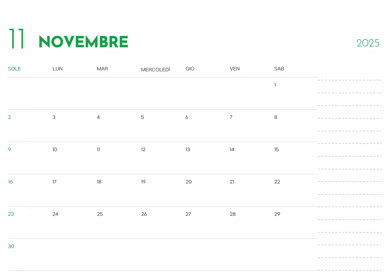 Un calendario con la foto di un cucciolo e un simpatico messaggio in colore verde.