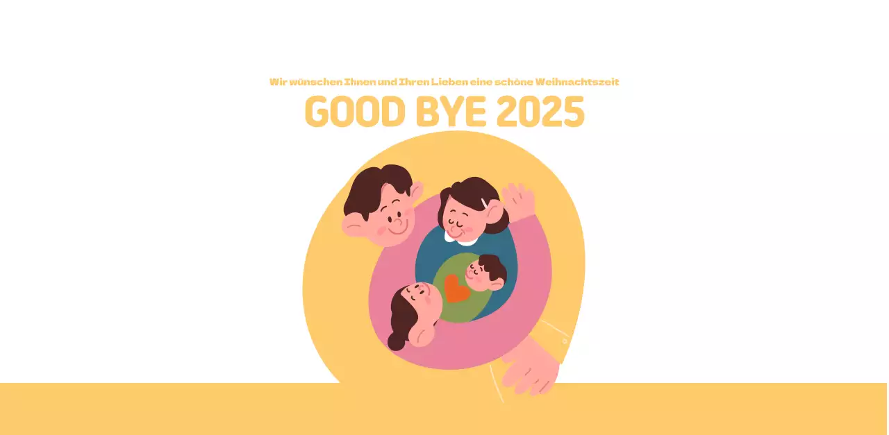 Ein festliches Krankenhaus mit Illustrationen zum Thema Gesundheit und Familie und farbenfrohen Akzenten