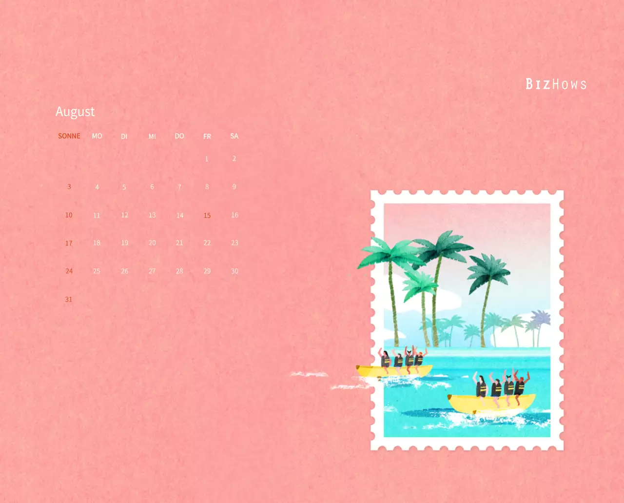 Neujahrskalender mit warmen Illustrationen