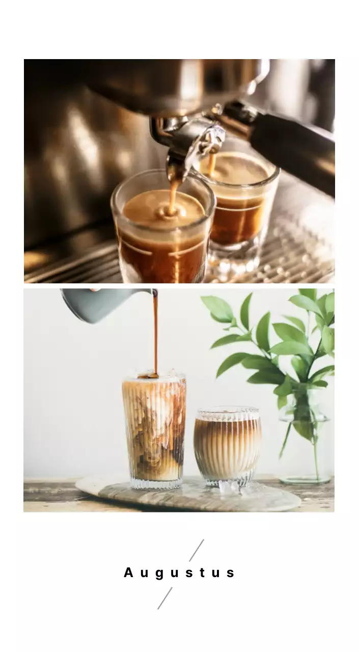 Eenvoudige bureaukalender met koffiefoto's voor cafés in witte tinten