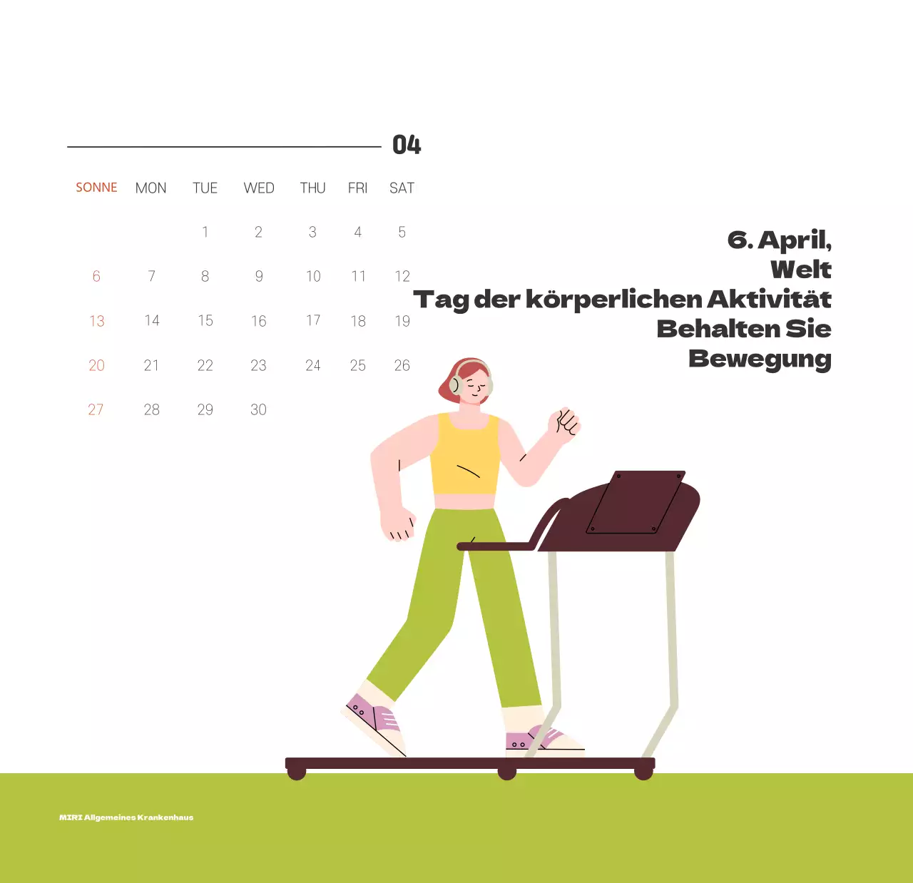 Ein festliches Krankenhaus mit Illustrationen zum Thema Gesundheit und Familie und farbenfrohen Akzenten