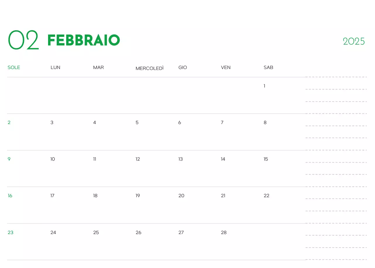 Un calendario con la foto di un cucciolo e un simpatico messaggio in colore verde.
