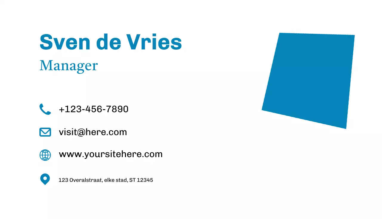 blauw modern visitekaartje