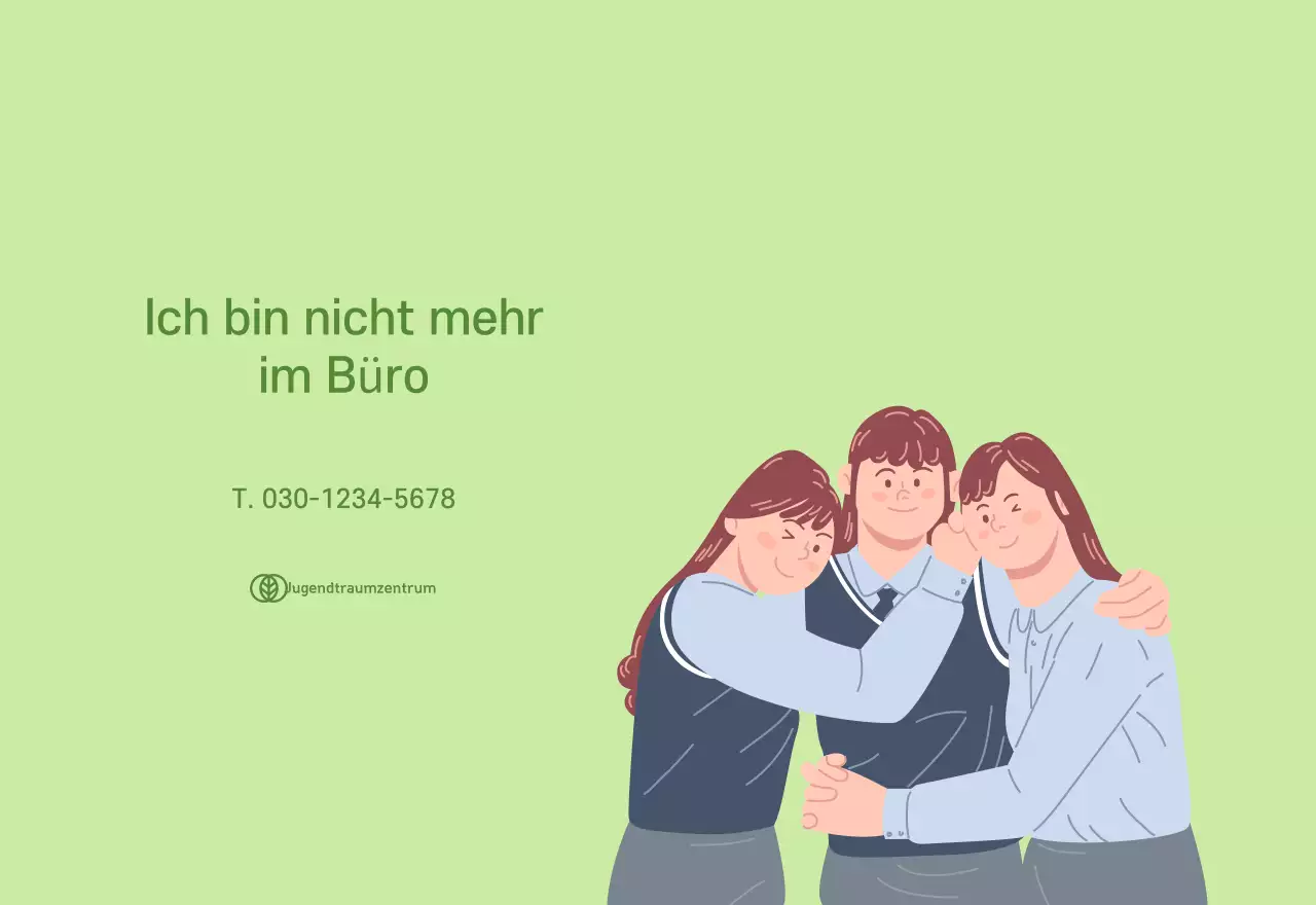 Kalender mit Jugendillustrationen auf gelb-grünem Hintergrund