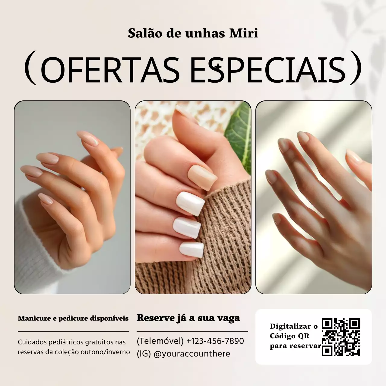 promoção de unhas modernas bege