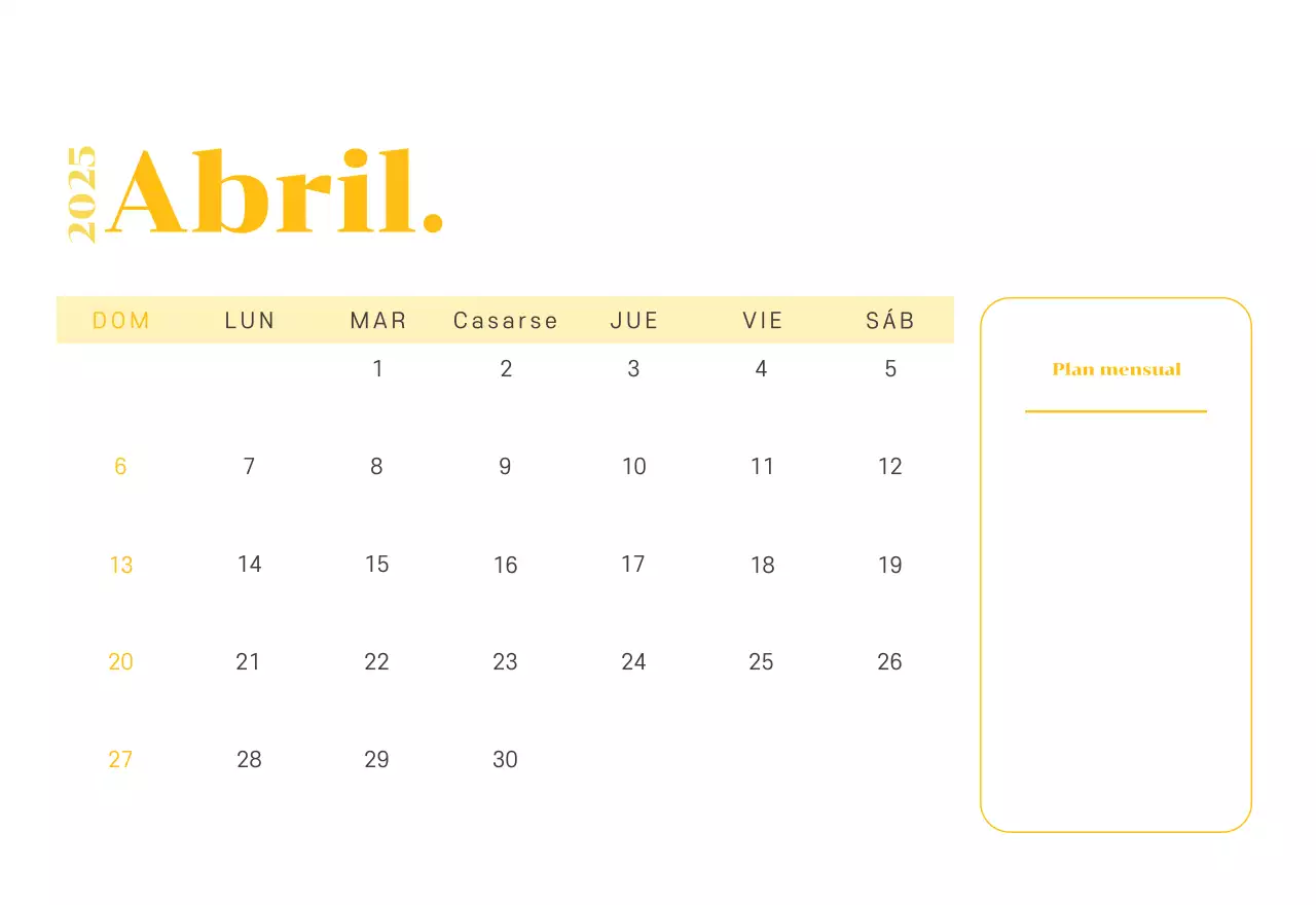Calendario con ilustraciones juveniles sobre fondo amarillo verdoso