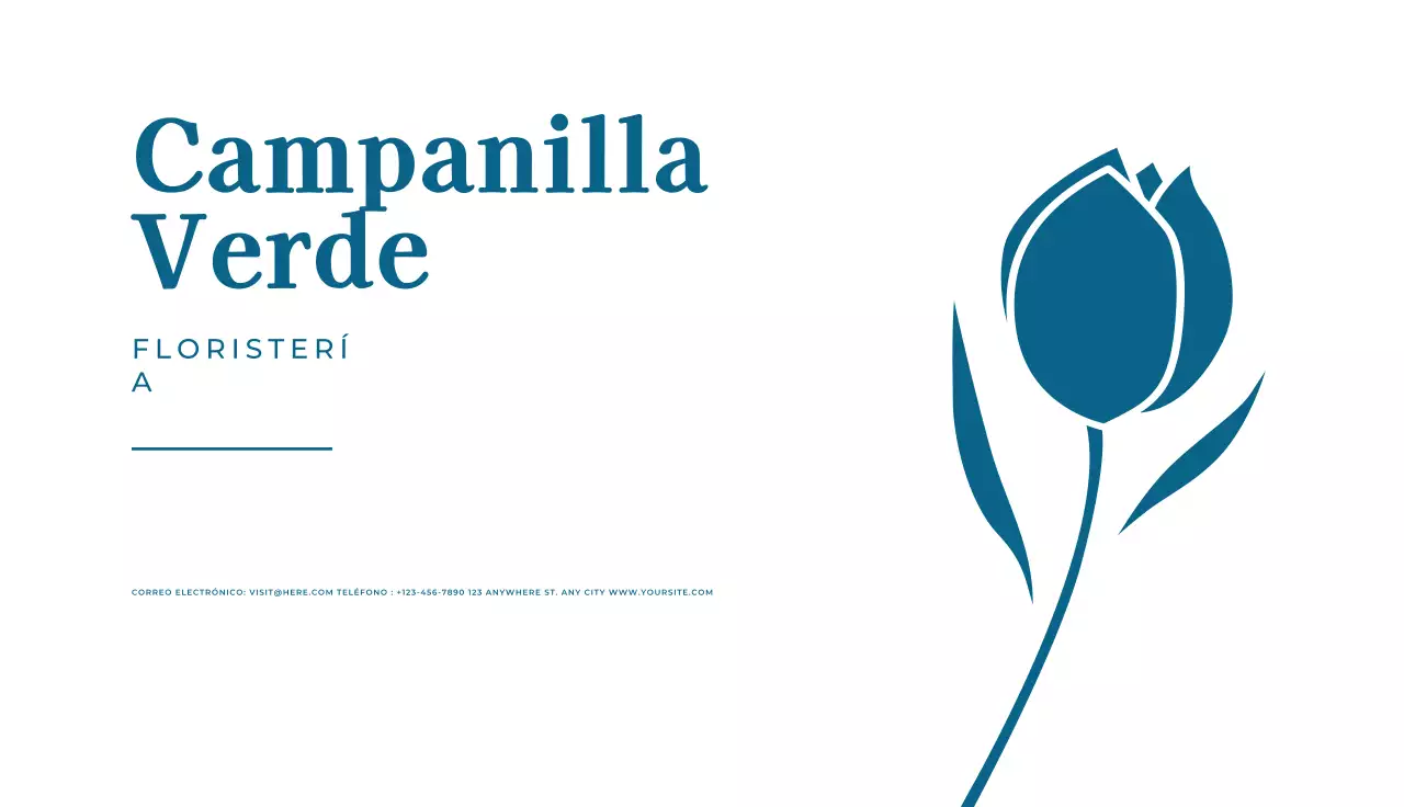 tarjeta de visita de florista minimalista azul