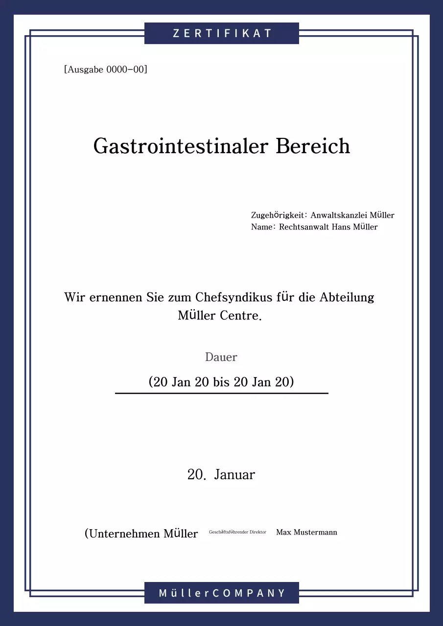 Marineblaue Standard-Inbetriebnahme-Plakette