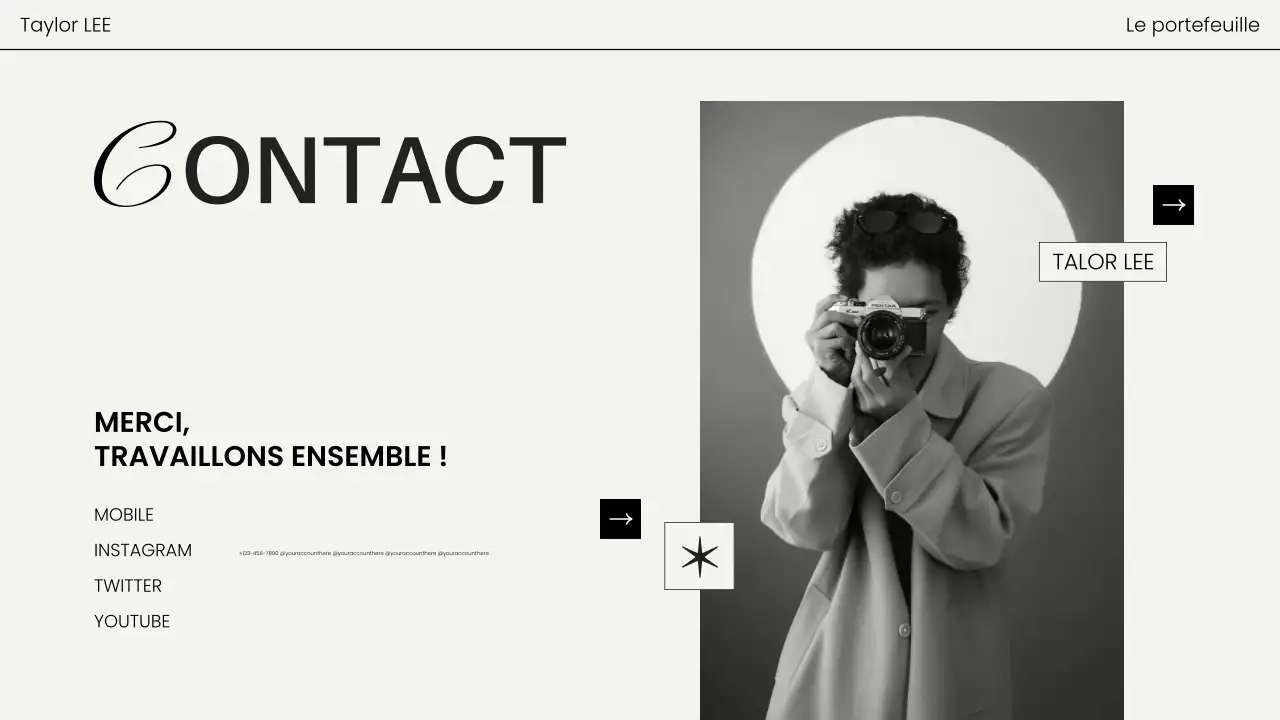 portfolio photographique moderne et noir