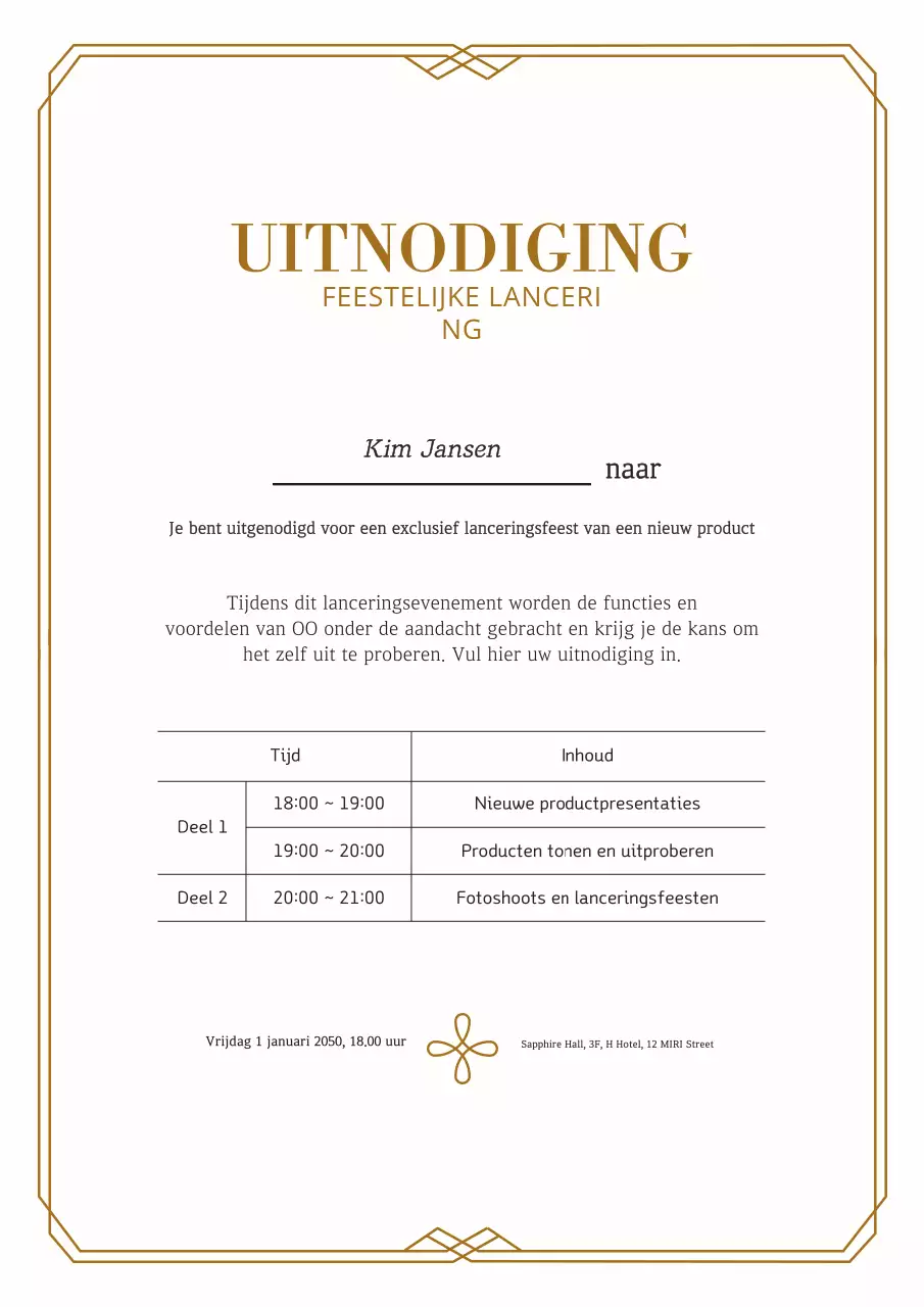 Beige Klassieke Uitnodiging