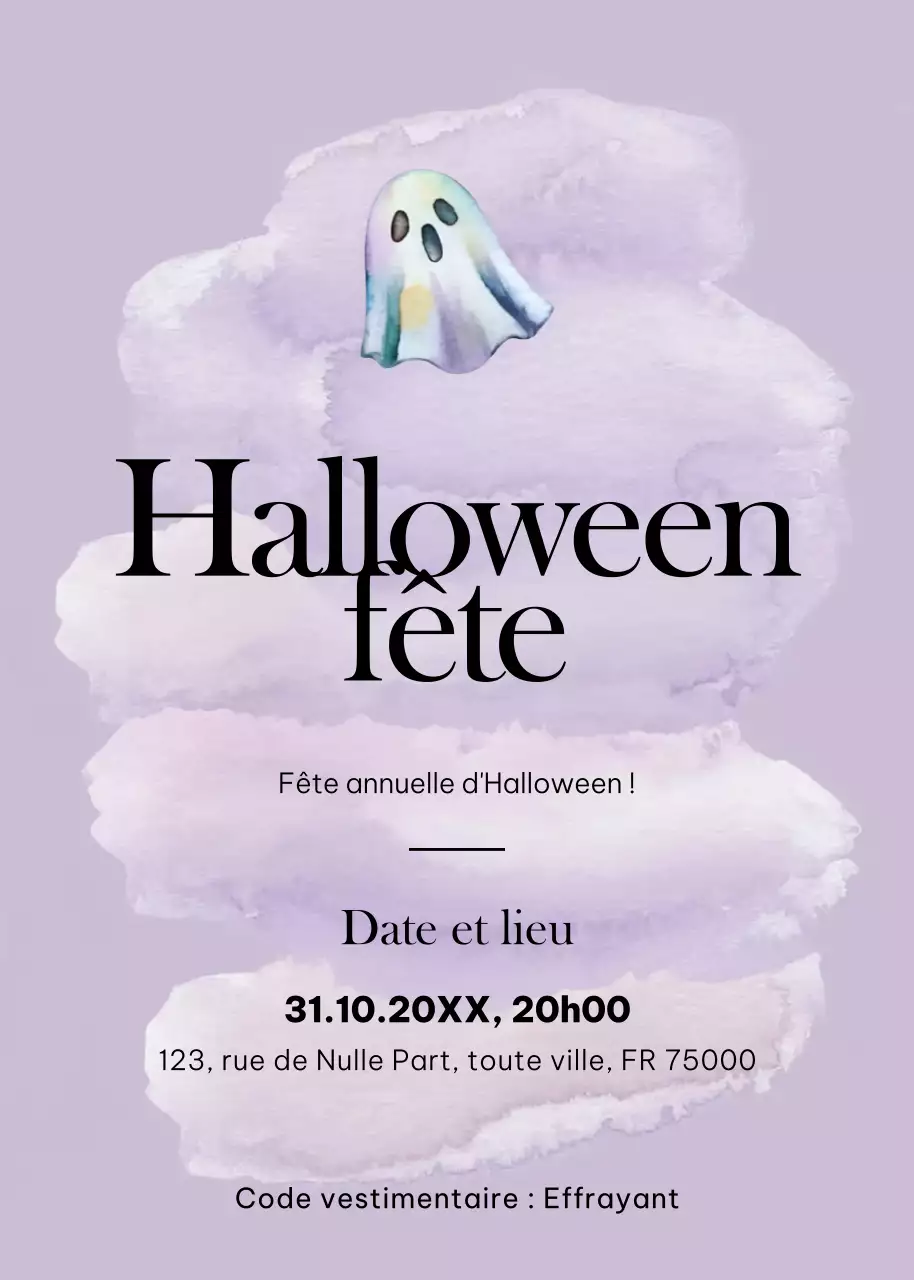 invitation minimale d'halloween en violet