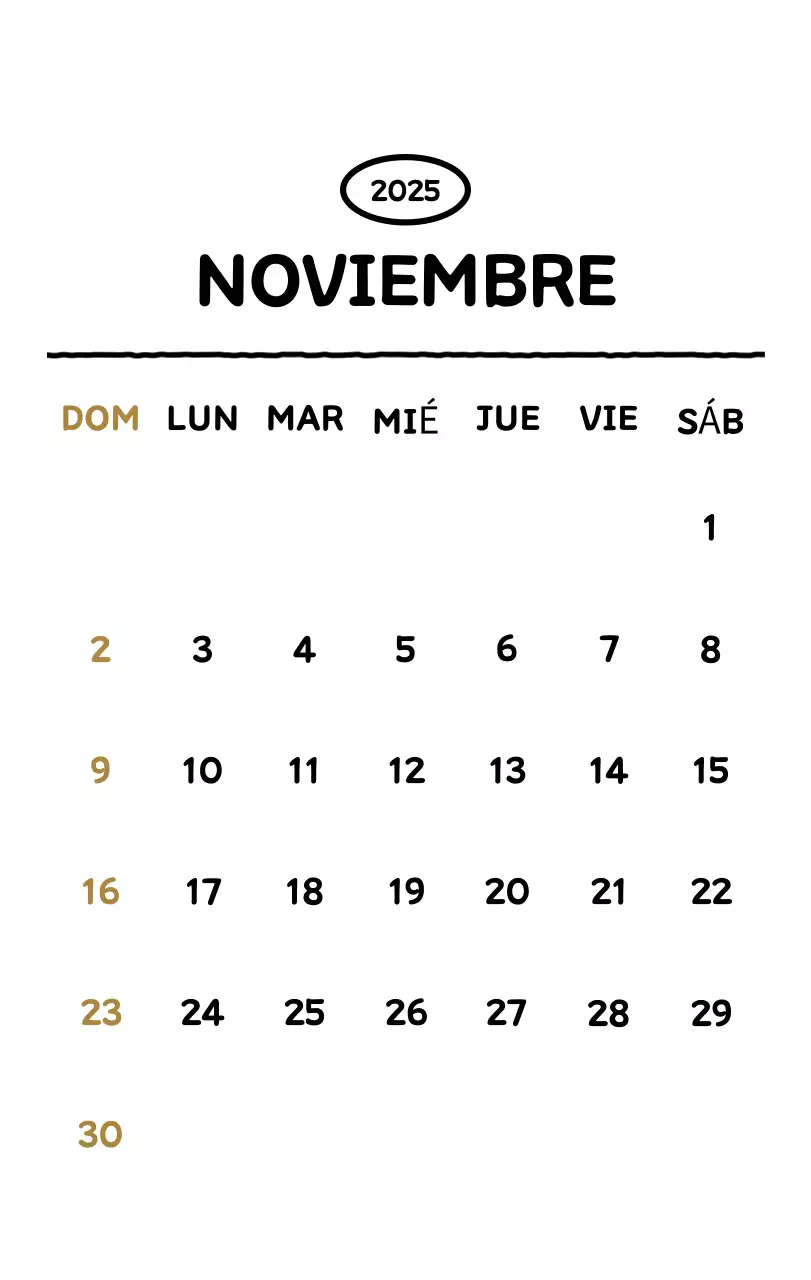 Calendario ilustrado con un bonito estilo de líneas