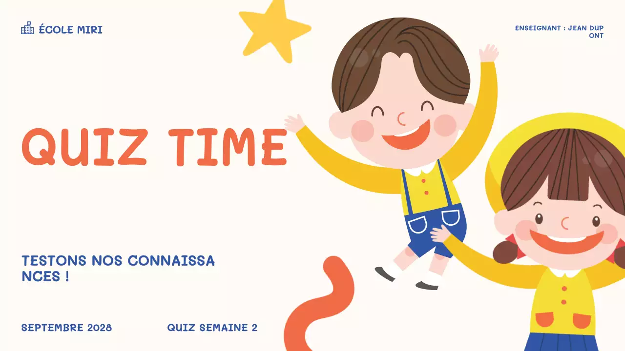 orange ludique école événement quiz temps présentation