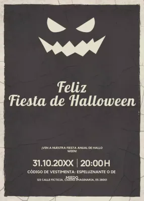 invitación retro negra de Halloween