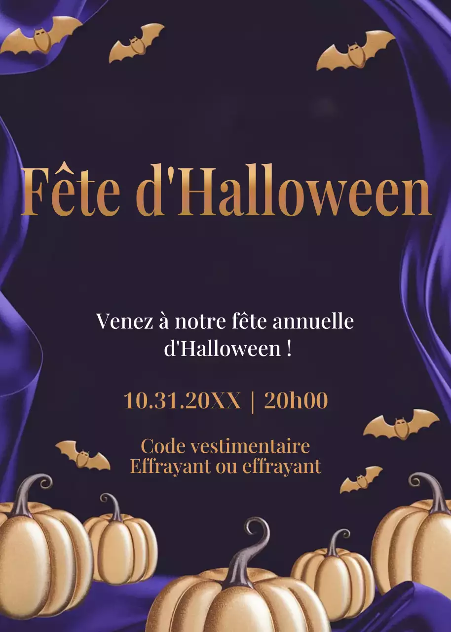 invitation gothique violet pour Halloween