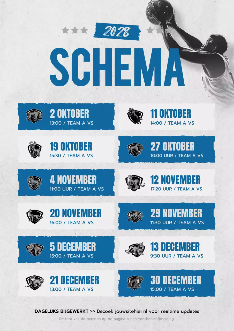 blauwe moderne sportkalender