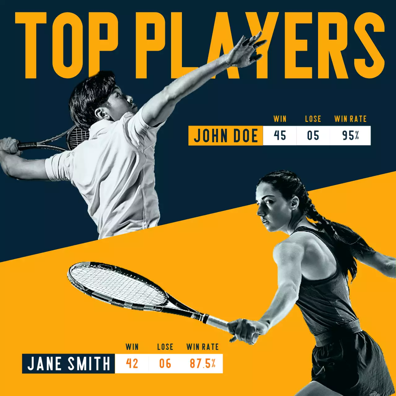 Yellow Modern Tennis Promotion Social Media Post