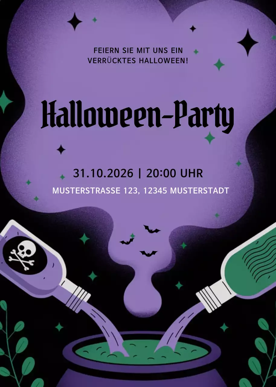 Lila Gothic Halloween-Einladung