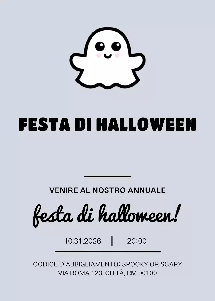 Invito semplice grigio per Halloween