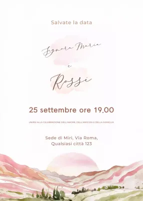 Invito di nozze rosa verde stile elegante