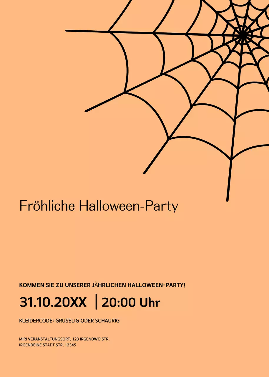 Schwarz-orangefarbene Halloween-Party-Einladung