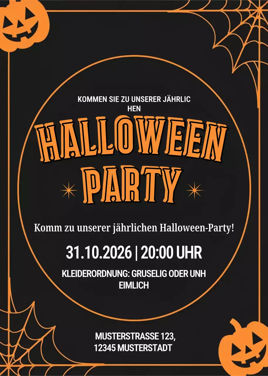 Orange Retro-Halloween-Einladung