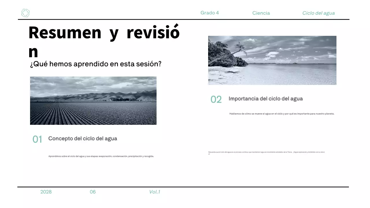 Material minimalista azul para la clase de ciencias de 4º curso